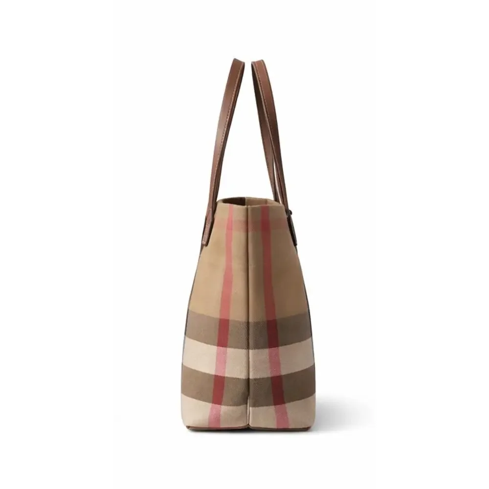 Burberry Checkered Tote Bag NWT MediumTaupe Brown Check $1690 - Picture 4 of 11
